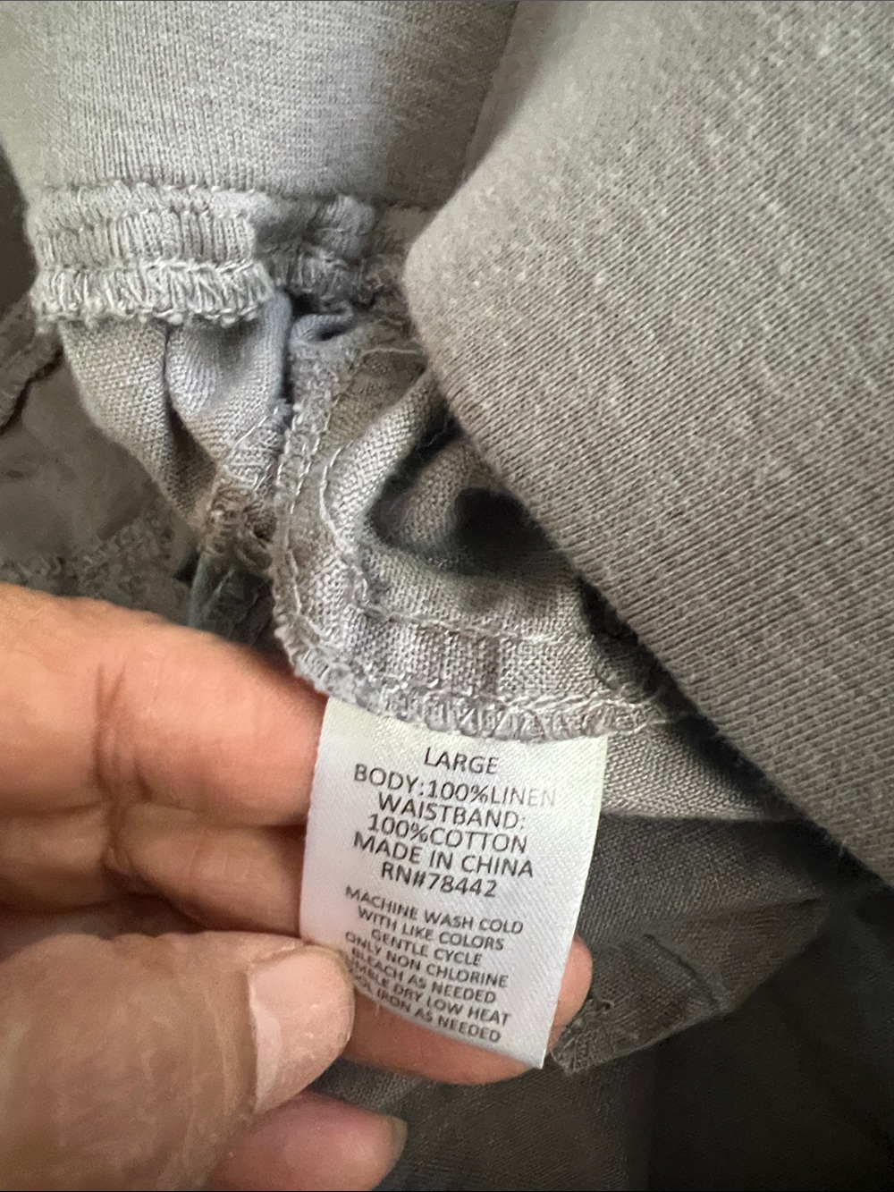 Allen Allen Light Gray Elastic-Waist Linen Chinos size Large - Picture 4 of 11
